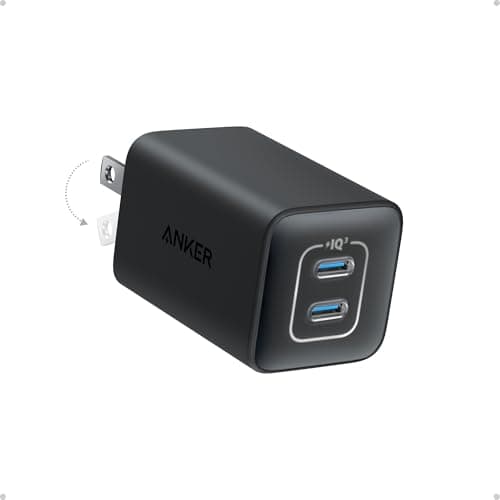 Anker Nano 47W USB C Charger, 2 Port Compact Foldable GaN Charger for iPhone 17 / 16, Galaxy, Pixel, Compatible with MagSafe (Black) - Image 1