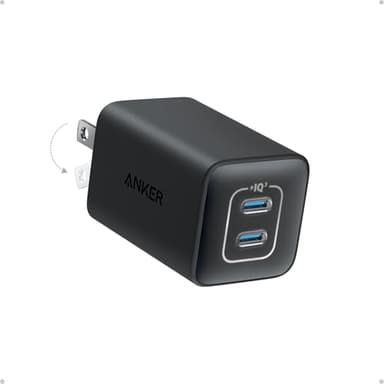 Anker Nano 47W USB C Charger, 2 Port Compact Foldable GaN Charger for iPhone 17 / 16, Galaxy, Pixel, Compatible with MagSafe (Black) - Image 1