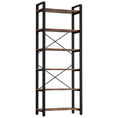 IRONCK Bookshelf 6-Tier Ladder Shelf 110lbs Display Shelf Vintage Industrial Style Bookcase for Home Office, Living Room - Image 1