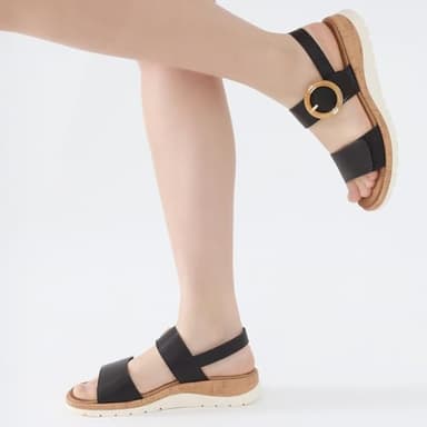 UBFEN Womens Flat Sandals Arch Support Open Toe Walking Comfy Casual Low Wedge Summer Shoes Black Size US 10.5 - Image 5