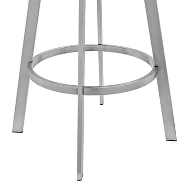 Armen Living Capri Modern 30" Seat Height Gray Faux Leather and Brushed Stainless Steel Metal Swivel Bar Stool for Kitchen Island Counter - Image 8