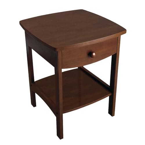 Winsome 22 x 18 x 18-Inch Wood Curved End Table/Night Stand with One Drawer, Brown (94918) - Image 1