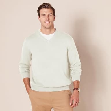 Amazon Essentials Men's V-Neck Pullover Sweater (Available in Big & Tall), Oatmeal Heather, Large - Image 6