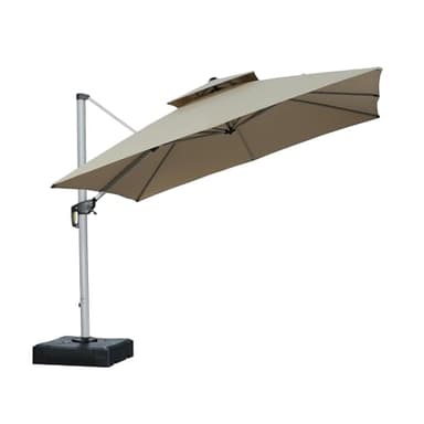 PURPLE LEAF 10ft Cantilever Outdoor Patio Umbrella Large Heavy Duty 360° Rotation Double Top Offset Rectangular Umbrellas for Backyard Deck Pool, Spectrum Sand - Image 1