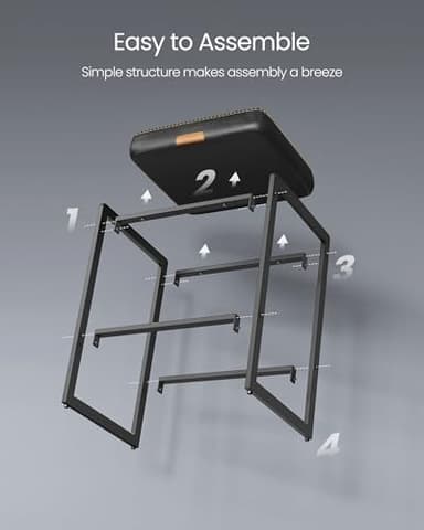 VASAGLE EKHO Collection - Bar Stools Set of 4, Counter Height Bar Stools, Synthetic Leather with Stitching, Mid-Century Modern Counter Stools, 26-Inch Tall, Kichen Home Bar Dining Room, Ink Black - Image 9