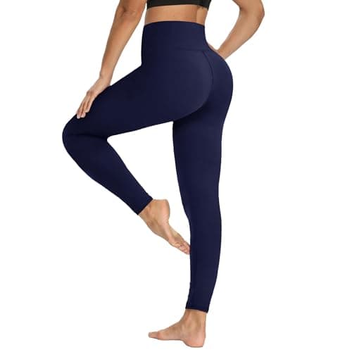 YOLIX Workout Leggings for Women - High Waisted Yoga Pants Tummy Control Compression for Running Navy Blue - Image 1
