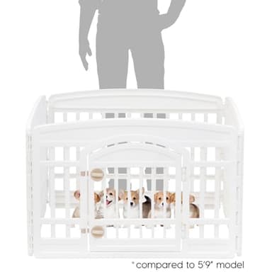 IRIS USA 24" 4-Panel Dog Playpen with Door, 35 x 35 x 24, Puppy Playpen, Dog Play Pen Indoors, Pet Fence, Puppies/Small Dogs, White - Image 2