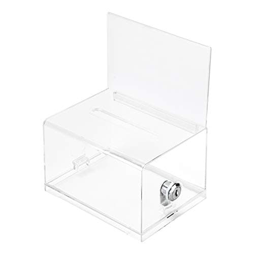 Amazon Basics Ballot Box With Key Lock, Clear - Image 1