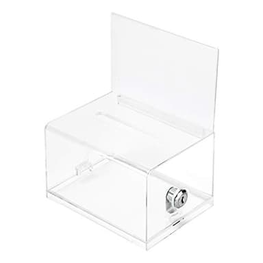 Amazon Basics Ballot Box With Key Lock, Clear - Image 1