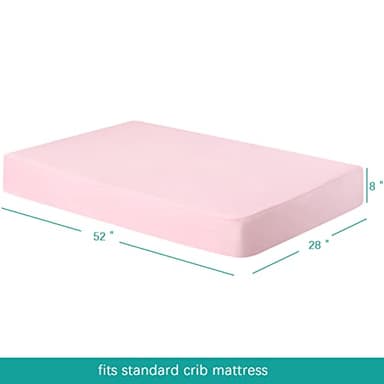 Biloban Crib Sheets Fitted, 2 Pack Crib Sheet Fits for Standard Crib Mattress, Neutral Toddler Bed Sheets for Baby Boys and Girl, Pink & Violet, 52”X 28” - Image 6