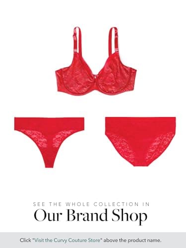 Curvy Couture Women's Plus Size Lace High Cut Brief Underwear, Diva Red, Medium - Image 5