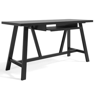 SIMPLIHOME Dylan SOLID WOOD Industrial 60 inch Wide Writing Office Desk in Black for the Office Desk, Writing Table, Workstation and Study Table - Image 4