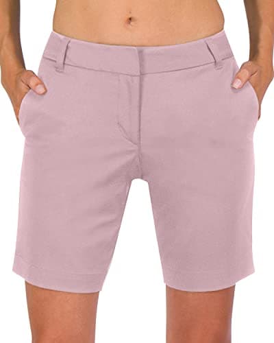 Three Sixty Six Womens Bermuda Golf Shorts 8 ½ Inch Inseam - Quick Dry Active Shorts with Pockets, Athletic and Breathable Lilac Pink - Image 1