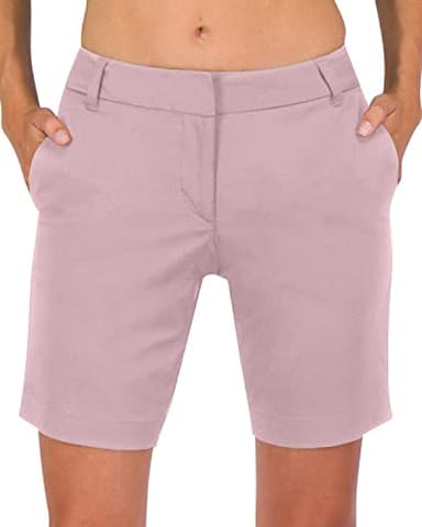 Three Sixty Six Womens Bermuda Golf Shorts 8 ½ Inch Inseam - Quick Dry Active Shorts with Pockets, Athletic and Breathable Lilac Pink - Image 1
