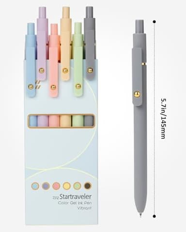 FIOVER Colored Pens, 6 Pack Colorful Gel Pens, Quick-Dry 0.7mm Medium Point for Journaling, Note Taking, Doodling, Aesthetic Office School Supplies, Gifts for Women Men(Multiple Colors) - Image 7