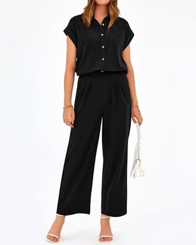 PRETTYGARDEN Womens 2 Piece sets Summer Cap Sleeve Tops Palazzo Pants Dressy Casual Vacation Travel Outfits Tracksuits(Black,Medium) - Image 5