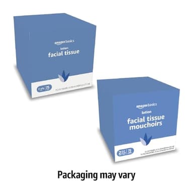 Amazon Basics Facial Tissue with Lotion, 2-Ply, 300 Count (4 Packs 75), (Packaging may vary) - Image 3