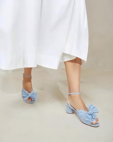 MUCCCUTE Women's Bow Knot Heeled Sandals Ankle Buckle Strap Chunky Heeled Open-toe Comfortable Wedding Party Fashion Heeled - Image 3