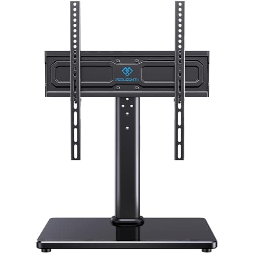 PERLESMITH Universal Swivel TV Stand for 24-60 inch TVs up to 99 lbs, 8 Height Adjustable Table Top TV Stand, TV Base Stand with Tempered Glass Base, Max VESA 400x400mm, PSTVS33 - Image 1