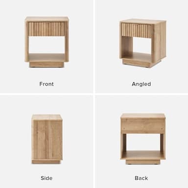 mopio Brooklyn Night Stand, Modern Farmhouse Nightstand, Small Side, Bedside Table with Drawer, End Table with Storage, Fluted Panel, Curved Profile (Golden Oak, Set of 2) - Image 8