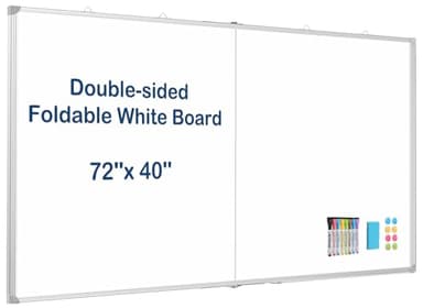 WALGLASS Large White Board Dry Erase Board, 72" x 40" Double-Sided Foldable Dry Erase Board for Wall, Magnetic Whiteboard for Office, Home, School, Kitchen - Image 1