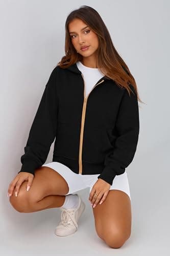 PRETTYGARDEN Hoodies for Women Sweatshirt Zip Up Hoodie Fall Fashion 2025 Trendy Long Sleeve Jackets Winter Clothing Outfits (Black,Medium) - Image 8