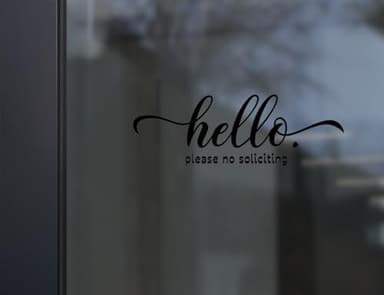 ZLKAPT Hello, No Soliciting Front Door Vinyl Decal -3.5X10" Polite Greeting and No Salesmen Sign (Black) - Image 4