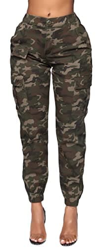 Double Denim January 5th High Waisted Cargo Joggers Pants for Women – Baggy Fleece-Lined Casual Sweatpants with Pockets Streetwear SCP-2049 Camo M - Image 1