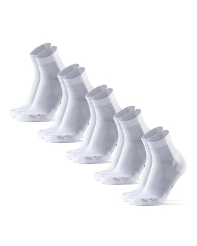 DANISH ENDURANCE Cushioned Running Socks for Long Distances, Quarter Length, Anti-Blister for Men & Women, 3 and 5 Pack, White 5-pack, Large - Image 1