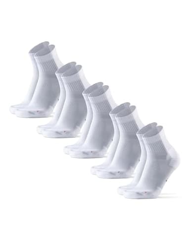 DANISH ENDURANCE Cushioned Running Socks for Long Distances, Quarter Length, Anti-Blister for Men & Women, 3 and 5 Pack, White 5-pack, Large - Image 1