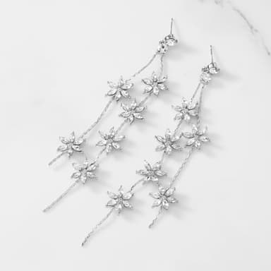 SWEETV Long Wedding Earrings for Brides, Crystal Bridal Earrings for Wedding, Rhinestone Drop Dangle Earrings for Women Prom Party Jewelry - Image 6