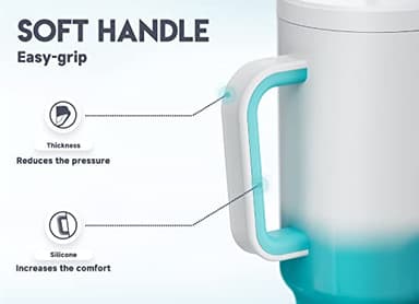 Meoky 40oz Tumbler with Handle, Leak-proof Lid and Straw, Insulated Coffee Mug Stainless Steel Travel Mug, Keeps Cold for 34 Hours or Hot for 10 Hours (Azure) - Image 4