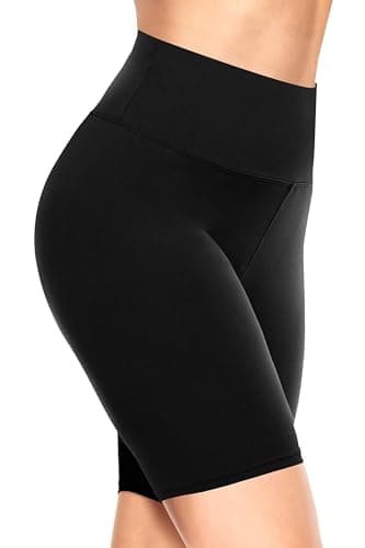 TNNZEET Biker Shorts Women - 8"/5"/3" High Waisted Tummy Control Workout Gym Spandex Booty Yoga Volleyball Shorts A-Black - Image 1
