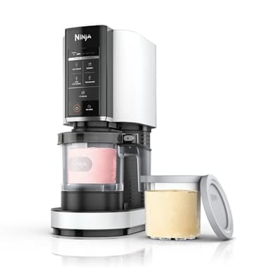 Ninja CREAMi Ice Cream Maker, 5 One-Touch Programs, White, Includes 2 16oz Pints with Storage Lids, Transform Frozen Bases to Ice Cream, Sorbets, Milkshakes, Vegan, Dairy-Free Options, NC300WH (Renewed) - Image 1