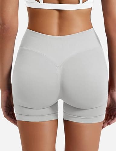 YEOREO SoftHue Women Workout Gym Impact Shorts Hidden Scrunch Butt Lifting 2.5"/3.6"/4.5"/6" Seamless Shorts Beige M - Image 4
