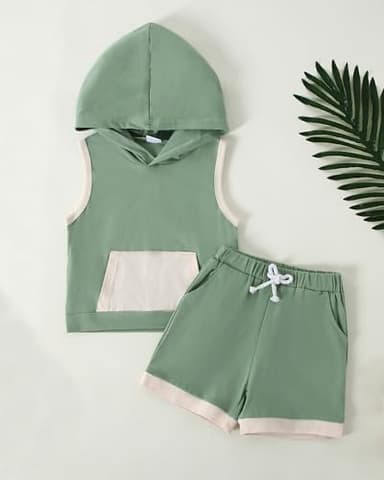 SANMIO 4-5T Toddler Boy Clothes Little Kids Summer Clothing Baby Boy's Hooded Tank Top and Shorts Outfit Set - Image 5