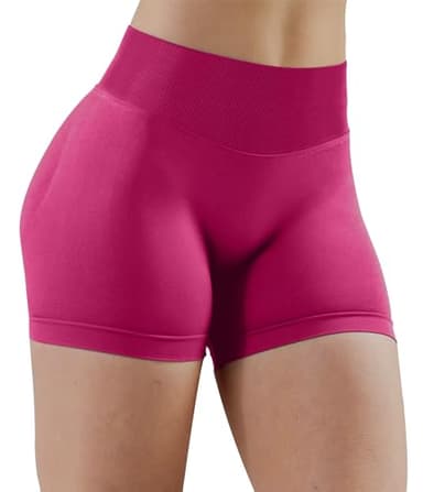 Unthewe Womens Workout Seamless Scrunch Butt Lifting Shorts High Waisted Tummy Control Gym Yoga Shorts(U516-Berry Red-M), Medium - Image 2