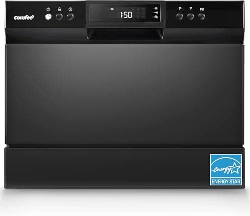 COMFEE’ Countertop Dishwasher, Energy Star Portable Dishwasher, 6 Place Settings & 8 Washing Programs, Speed, Baby-Care, ECO& Glass, Dish Washer for Dorm, RV& Apartment, Black - Image 1