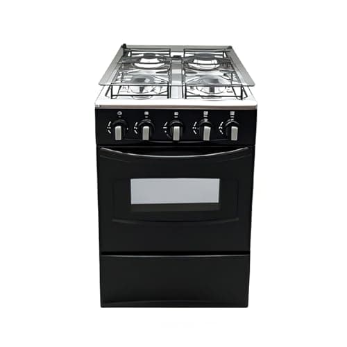 20" Freestanding Gas Range Oven - Equipped with 4 coil burners and Gas Stove with stainless steel oven (Black: Manual ignition) - Image 1