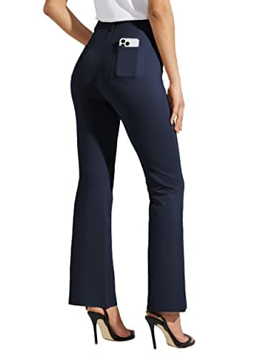 Willit 28" Women's Yoga Dress Pants Bootcut Stretch Work Slacks Office Business Casual Pants Belt Loops 4 Pockets Petite Navy Blue S - Image 2