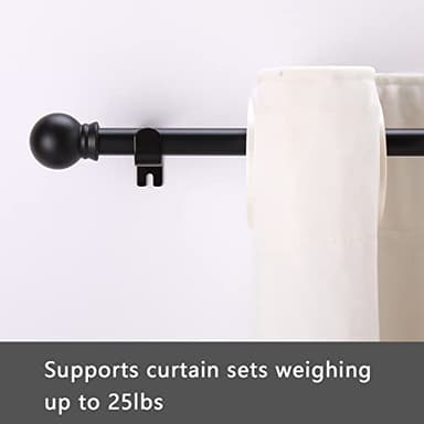 GXOACKJ Curtain Rods for windows 32-48 inch, 5/8 inch Decorative Curtain Rod Set, Matte Black Splicing Heavy Duty Metal Curtain Rod with Brackets - Image 2