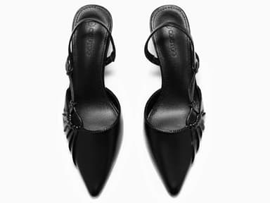 Coutgo Womens Slingback Kitten Heels Closed Pointed Toe Pumps D'Orsay Wedding Party Dress Shoes, Black, Size 6.5 - Image 4