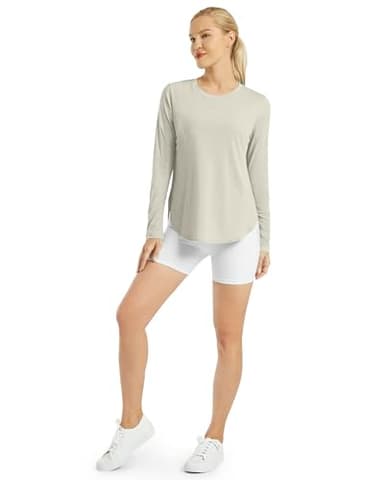 G4Free Workout Shirts for Women UPF 50+ Running Hiking UV Shirts Lightweight Soft Athletic Tee Tops(Mushroom,L) - Image 4
