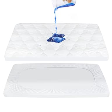Pack and Play Mattress Pad Sheets Cover Waterproof, Soft Quilted Fit Graco Pamo Babe Pack and Play Mattress Protector 27" X 39", Baby Portable Mini Cribs and Foldable Mattresses Pad - Image 1