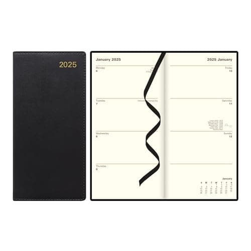 Letts of London Belgravia 2025 Weekly/Monthly Appointment Book and Planner, 12 Months, January to December, Vertical, Slim Size, 6.625" x 3.25", English, Black (C33SUBK-25) - Image 1