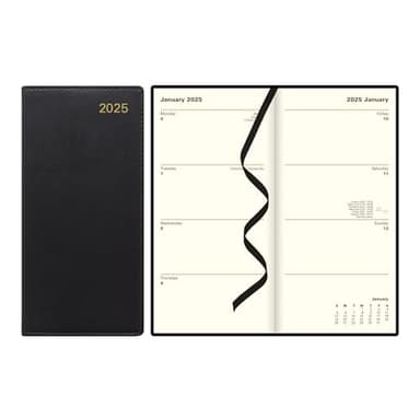 Letts of London Belgravia 2025 Weekly/Monthly Appointment Book and Planner, 12 Months, January to December, Vertical, Slim Size, 6.625" x 3.25", English, Black (C33SUBK-25) - Image 1