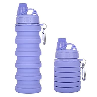 MAKERSLAND Collapsible Water Bottle for Adults, Boys, Students, Kids, Reusable Silicone Foldable Water Bottles for Travel Camping Hiking, Portable Sports Water Bottle, Purple - Image 1