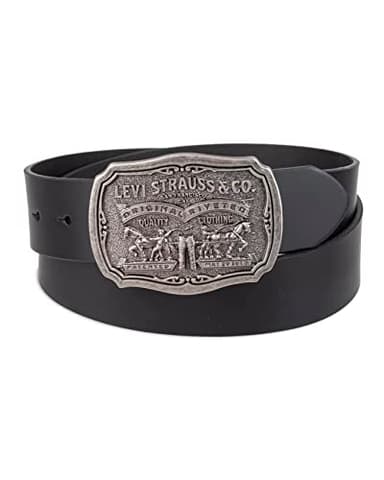 Levi's Men's Leather Belt With Antiqued Buckle,Black,38 - Image 2