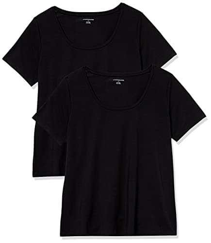 Amazon Essentials Women's Regular-Fit Short-Sleeve Scoop Neck T-Shirt (Available in Plus Size), Pack of 2, Black, XX-Large - Image 1