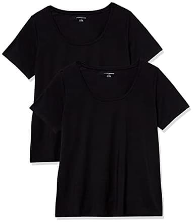 Amazon Essentials Women's Regular-Fit Short-Sleeve Scoop Neck T-Shirt (Available in Plus Size), Pack of 2, Black, XX-Large - Image 1